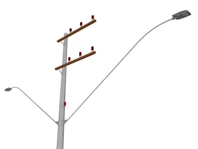 Concrete Lamp Post - Light Pole - Light Post - Street Light 29 3D model