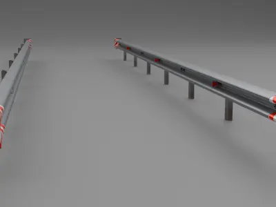 Metal road fence Low-poly 3D model