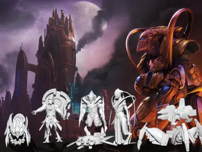 chess game inspired by StarCraft BONUS two free chessboards stl 3D print model