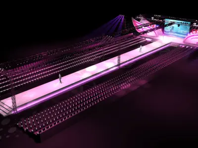 Stage party concert fashion catwalk T station  13 3D model