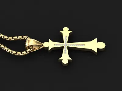 High Cross Pendant Light Gold 18K 3CP037 3D print model