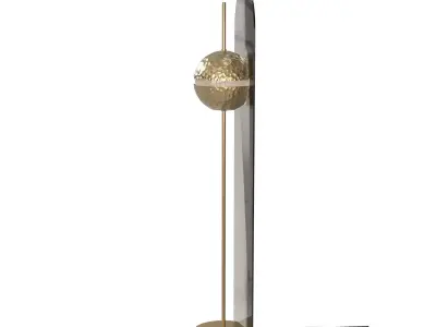 Modern Sculptural Lamp - Brass Sphere - glass Panel - Luxury 3D model