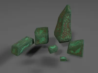 runned mossy stones Low-poly 3D model