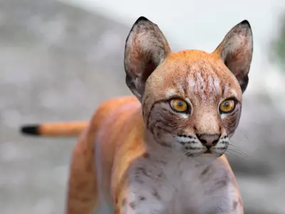  Lynx Cub in Jumping Pose for 3D Print 