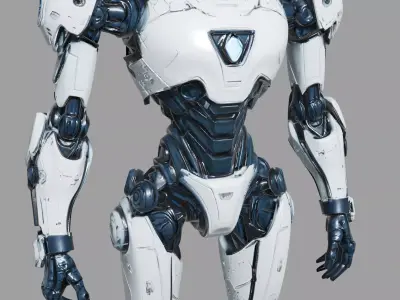 White Futuristic Android Low-poly 3D model