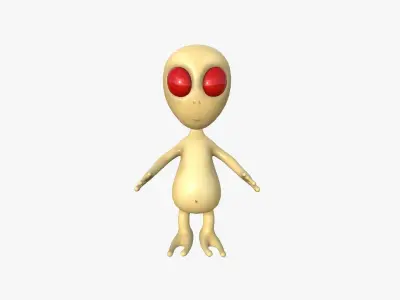 Cute Alien A03 Beige Red - Simple - Character Design Low-poly 3D model