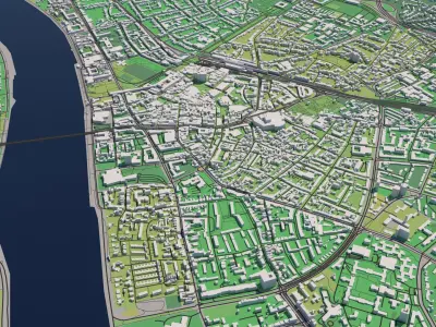 Bonn Germany 30x30km 3D City Map 3D model