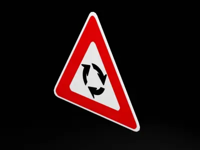 Street Sign Triangle Equilateral Low-poly 3D model