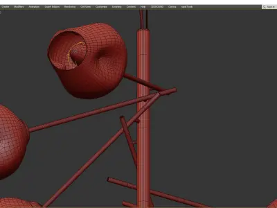 Branching Bubble Chandelier Vertical Gray Low-poly 3D model