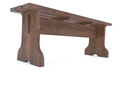 Wooden Bench Low-poly 3D model