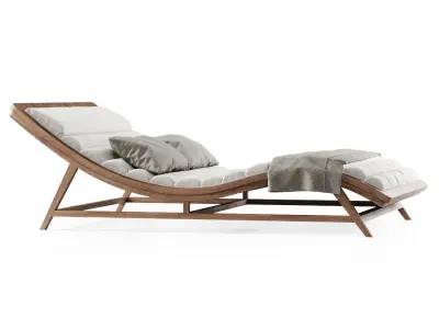 Large wooden chaise lounge  3D model
