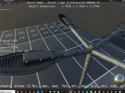 Street Light 1 Galvanized 5000mm 4F Low-poly 3D model