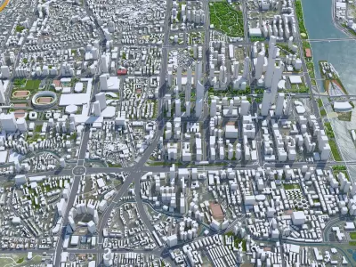 Guangzhou Downtown China  Low-poly 3D model