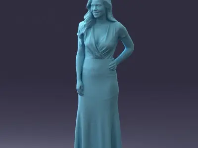 000152 Elegant Woman in Evening Gown 0714 3D model