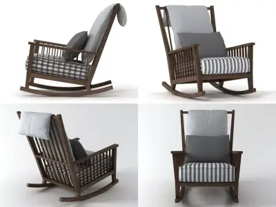 Gray four different rocking chairs 3D model