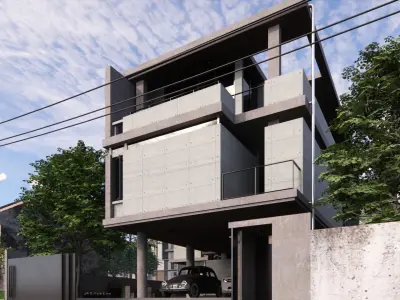 Tropical House Exterior and Interior Scene 3D model Low-poly 3D model