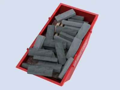 Industrial Container with concrete blocks 3D model