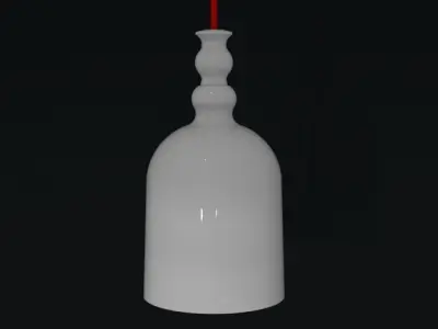 Small white ceramic pendant lamp with red flex 18cm dia Low-poly 3D model