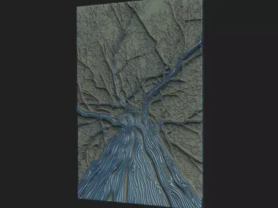 Wall decor tree root relief architectural ornament 3D print model