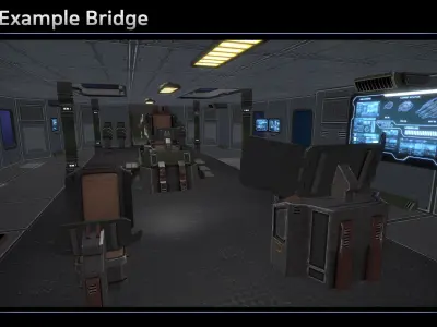 Modular Scifi Bridge Low-poly 3D model