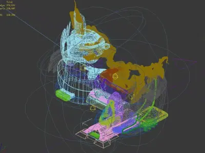 High temperature melting - object debris 02 3D model