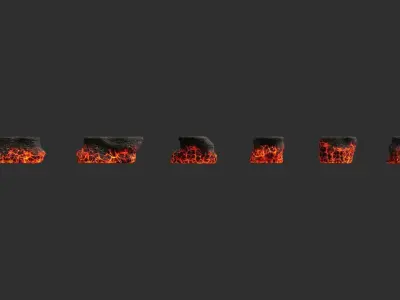 Short Flat Rocks - Lava Low-poly 3D model