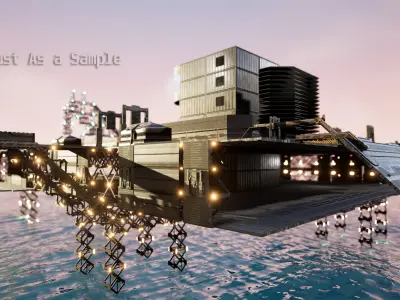 sci-fi  modular building -  cyberpunk construction 3D Model Pack