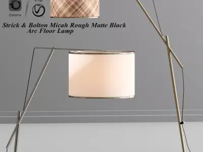 Strick Bolton Micah Rough Matte Black Arc Floor Lamp 3D model