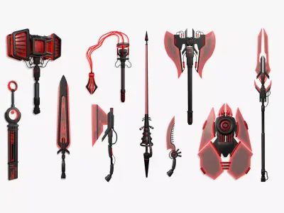 10 SciFi Weaponry D Collection - Sci Fi Weapon Design 3D Model Pack