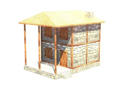 medieval house low poly village town residential house  69 Low-poly 3D model