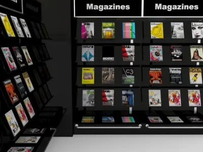 modular magazine shelf for book shop 3D model
