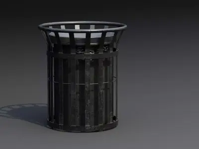 Street Trash Bin 01b Low-poly 3D model
