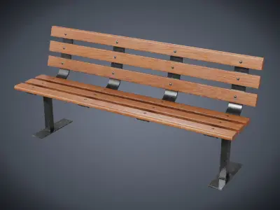 Street bench  Low-poly 3D model