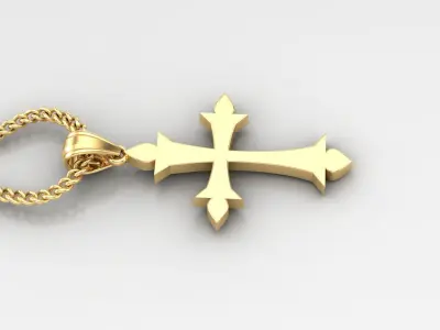 Light Gold 18K Cross Pendant 1CP026 3D print model