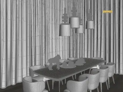 Nordic Green dining table and chair2014 3D model