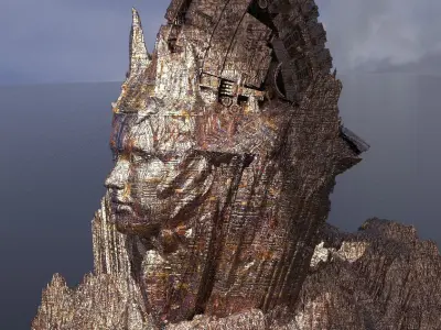 Ancient Sci-Fi Crimson Mountain 3D model