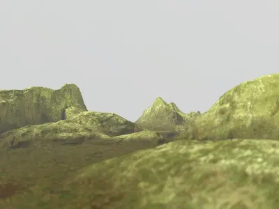 Mossy Rock Terrain Low-poly 3D model
