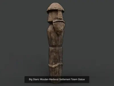 AAA Carved Slavic Wooden Medieval Settlement Totem Statue Pack