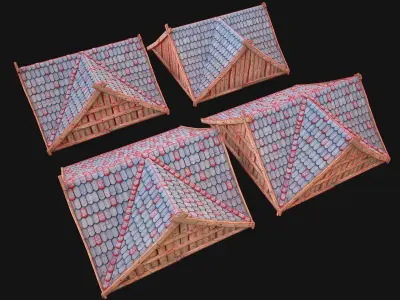 Medieval Corner Roof Low-poly 3D model