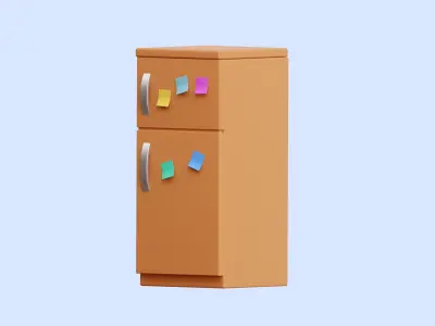 Refrigerator Illustration Low-poly 3D model