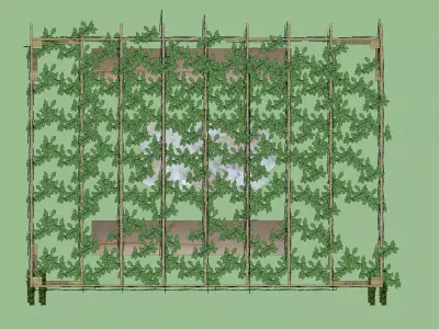 Outdoor Wooden Pergola with Stone Table and Benches  3D Model 3D model