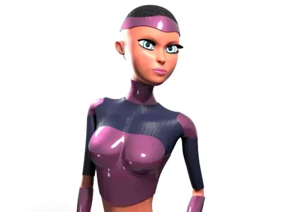 Sci-fi girl Rigged  Low-poly 3D model