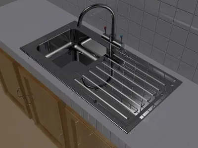 Stainless-steel sink 3D model