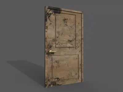 door wood low poly Low-poly 3D model