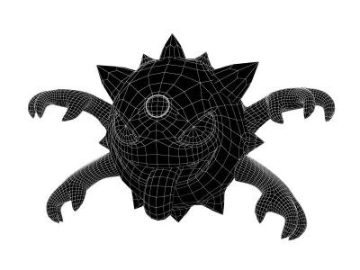 Cartoon Four Hands Ghost Character v1 001 Low-poly 3D model