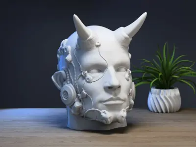 Robot human demon orc Headphone Stand Cyborg Headset Stand 3D print model