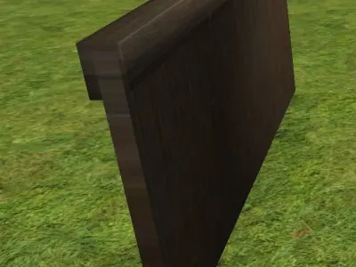 Fence wooden in grass Low-poly 3D model