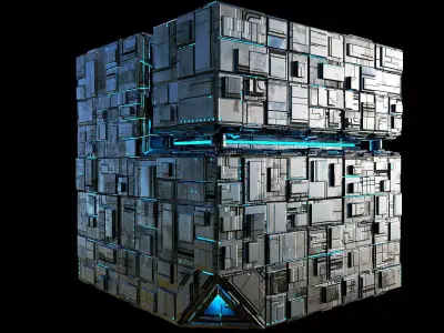 Borg Cube Space Station Ship Box Lowpoly Low-poly 3D model