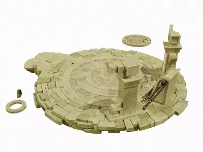 Stylized Ancient Stone Plaza - Game-Ready Ruins Platform 3D model