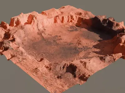 Crater landscape 3D model 18K 3D model